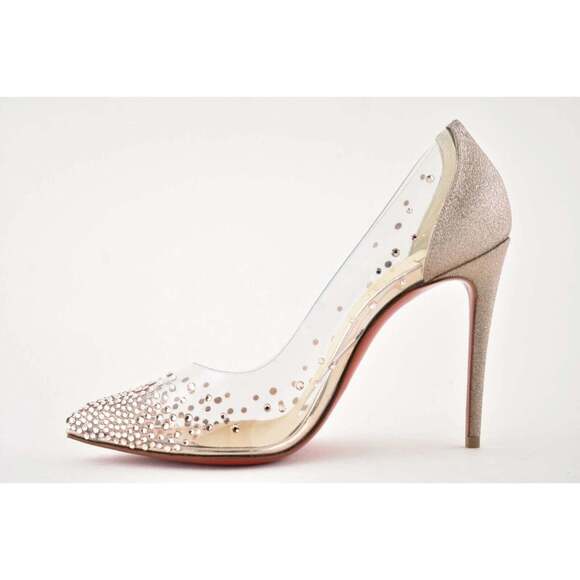 Christian Louboutin Degrastrass PVC 100 Pink Courtisane Glitter Heel Pump 35.5 - Picture 8 of 12